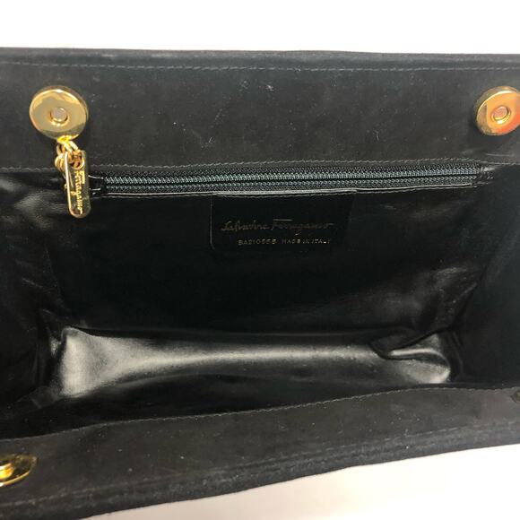 Salvatore Ferragamo Vara Soft Jeweled Studs Quilted Suede Medium Shoulder Bag - Picture 5 of 16